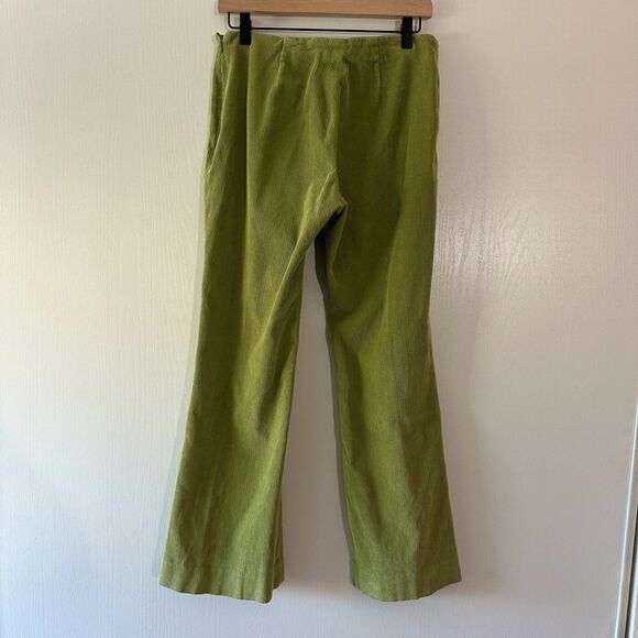 Piazza Sempione Womens Green Corduroy Wide Leg Cotton Pants IT 42 US 8 Medium - Picture 7 of 8